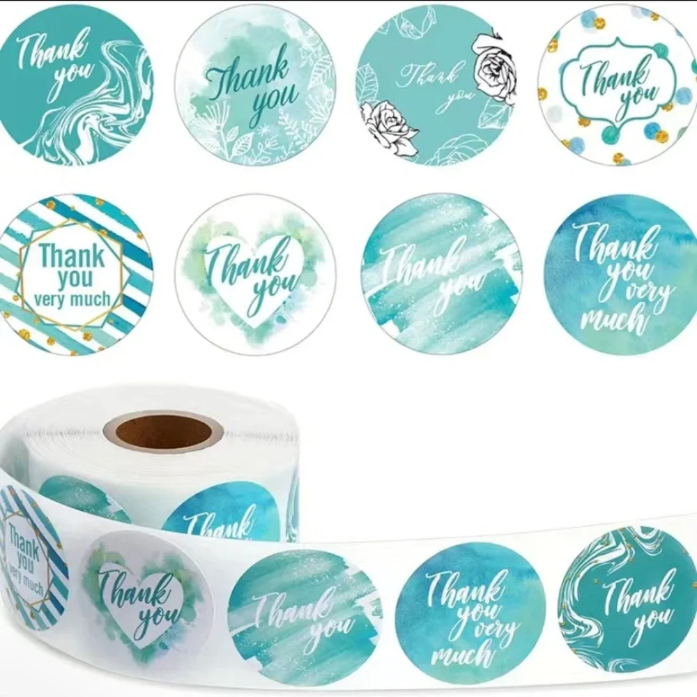 1roll/500pcs blue series thank you stickers‎